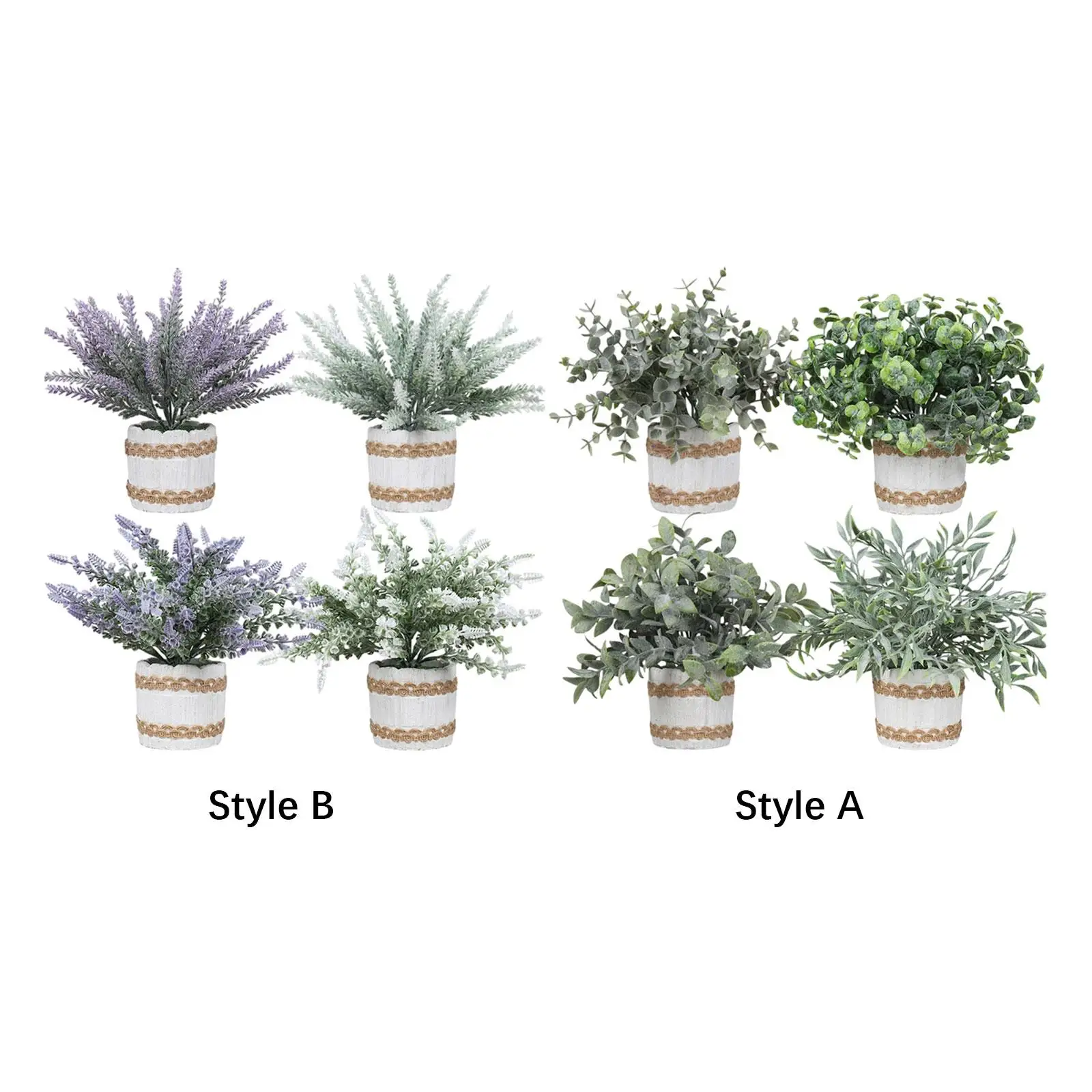 Bonsái Artificial decorativo de plantas falsas pequeñas, 4 Uds., para escritorio, estante de baño