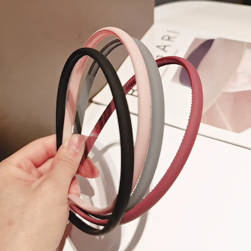 Hair Band Women Plastic Thin Edge Non-slip Hair Hoop Solid Color Hair Accessories Summer Head Hoop Hairband Headband Elegant