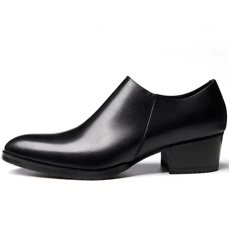 

Новинка 2023 года, мужские туфли-лифты, формальные кожаные черные мужские лоферы, модельные туфли, модная мужская обувь на высоком каблуке