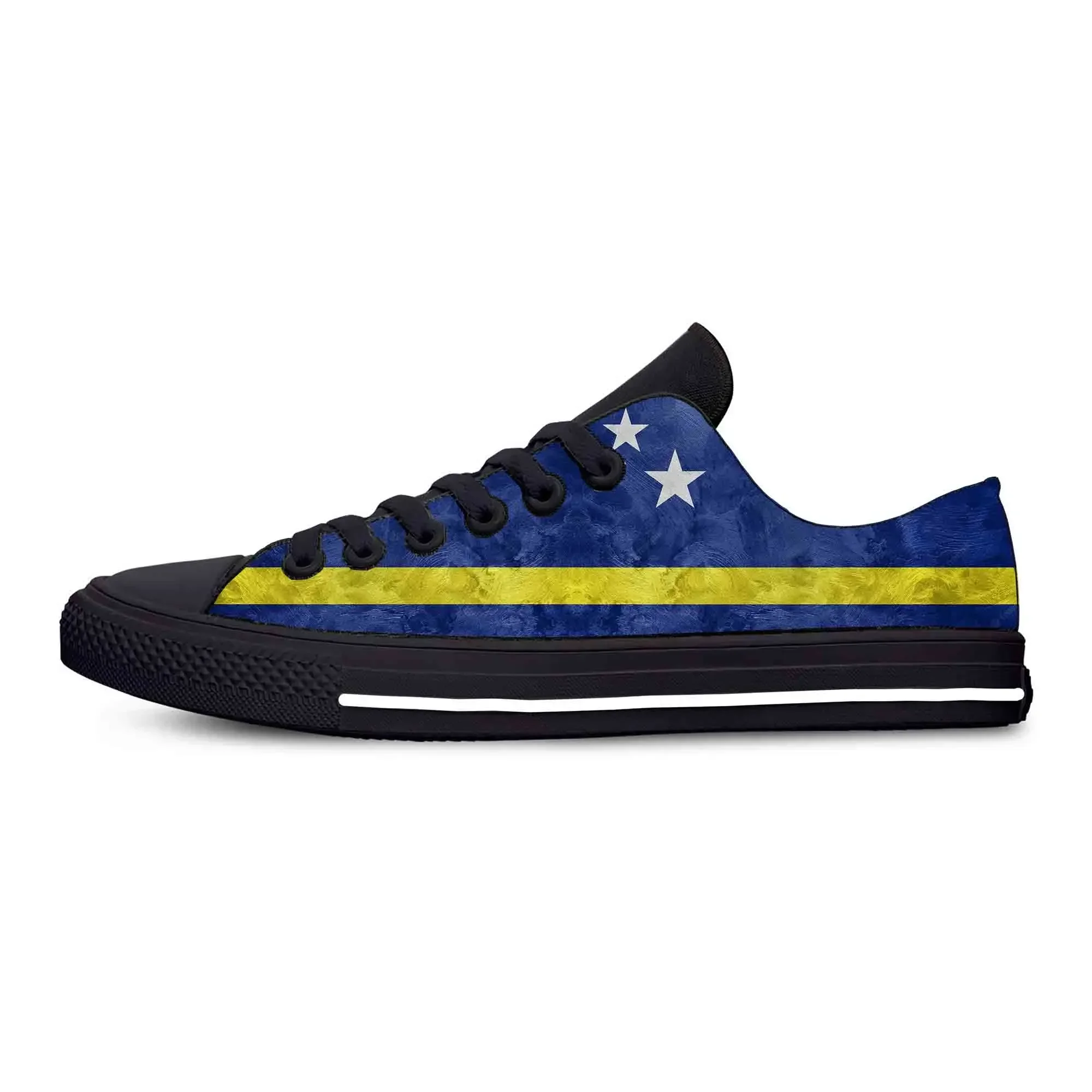 

Curacao Flag Patriotic Pride Fashion Funny Popular Casual Cloth Shoes Low Top Comfortable Breathable 3D Print Men Women Sneakers