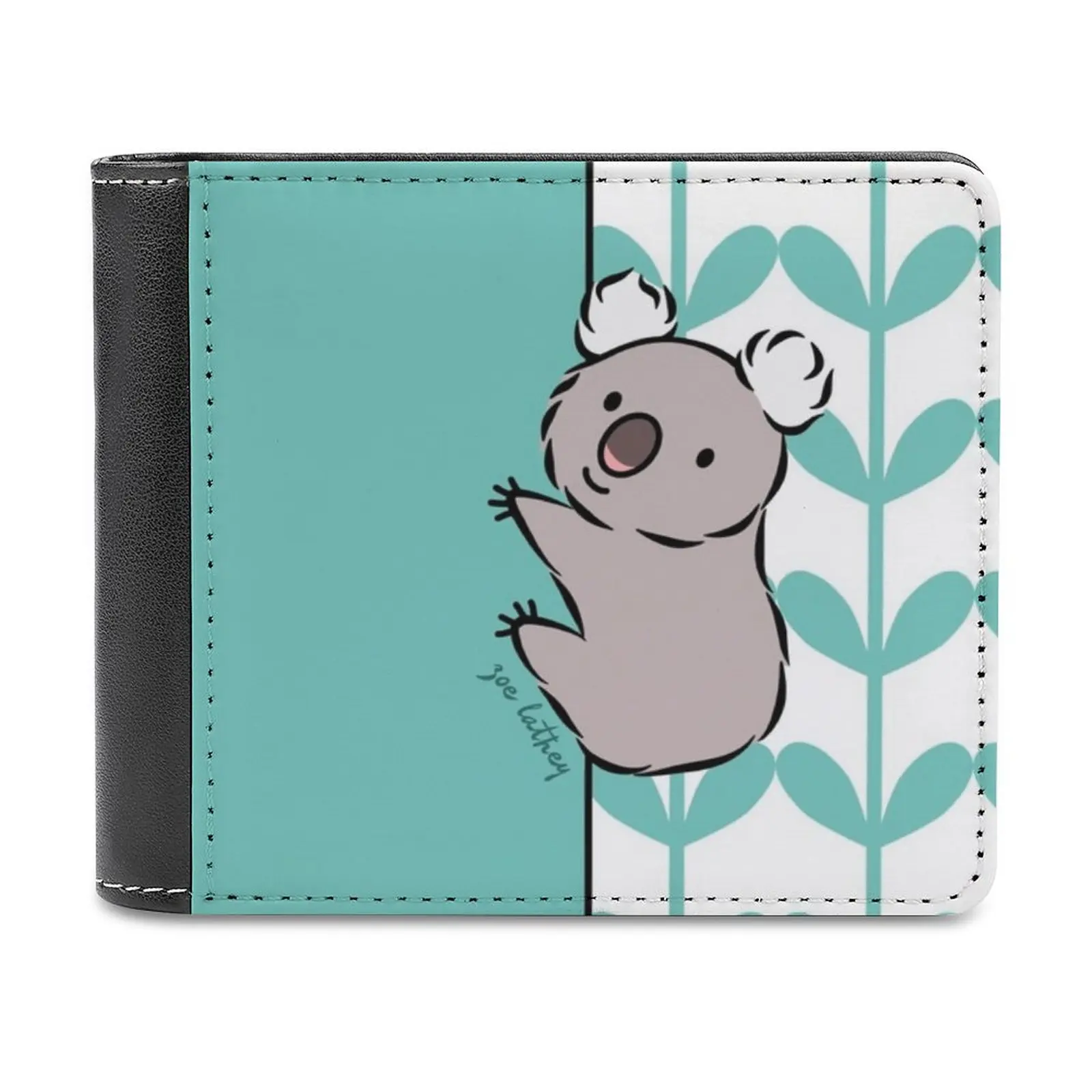 And Skull Leather wallet men's wallet purse money clips Skull Tattoo Watercolor Animals Nature Bones Trees Tree Branches