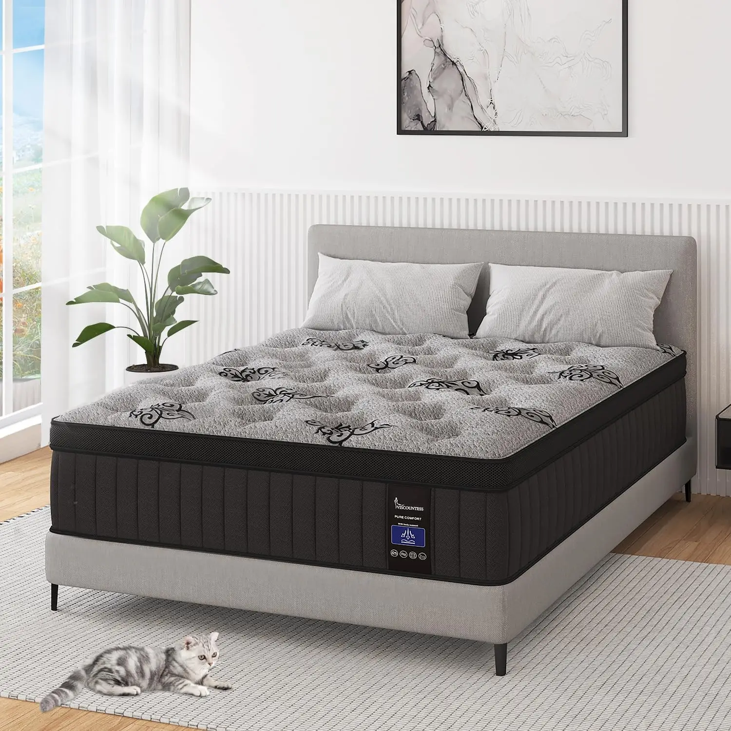 

Twin Mattress, 14 Inch Hybrid Mattresses Bed in a Box with Gel Memory Foam & Pocket Spring, Euro Top, Medium Firm for
