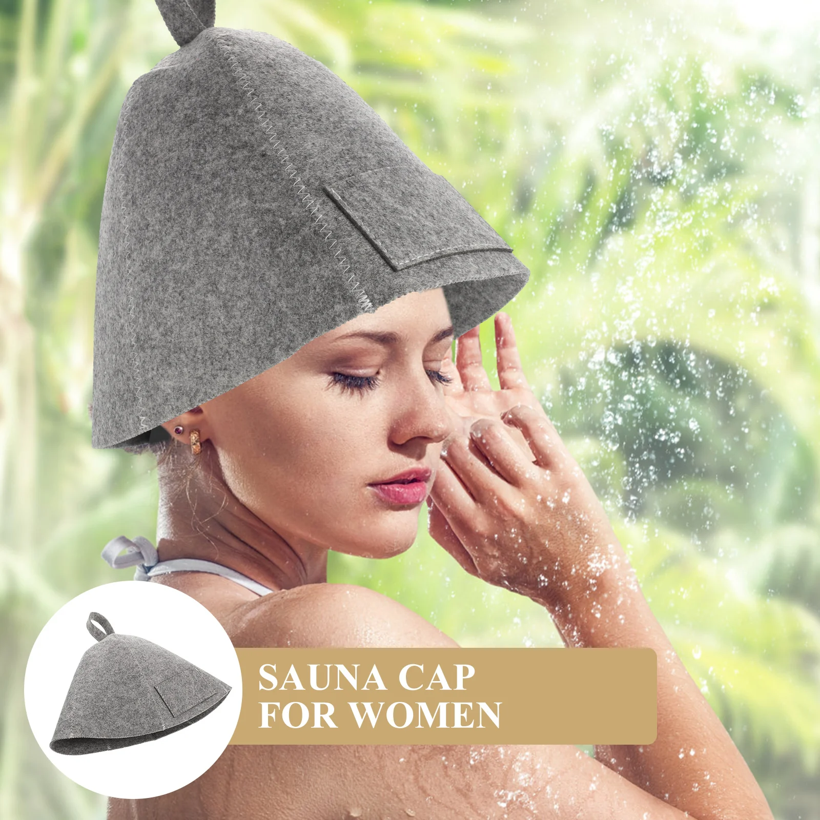 

2pcs Felt Bathing for Men Women Reusable Waterproof Large Shower Caps Sauna Hat For Women Spa Sauna Hat Gray Bathing Spa Pool