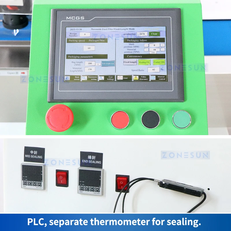 Горизонтальная упаковочная машина ZONESUN, оберточная обратная линия, герметичные пакеты, трубчатая машина для нанесения пакетов на лицо