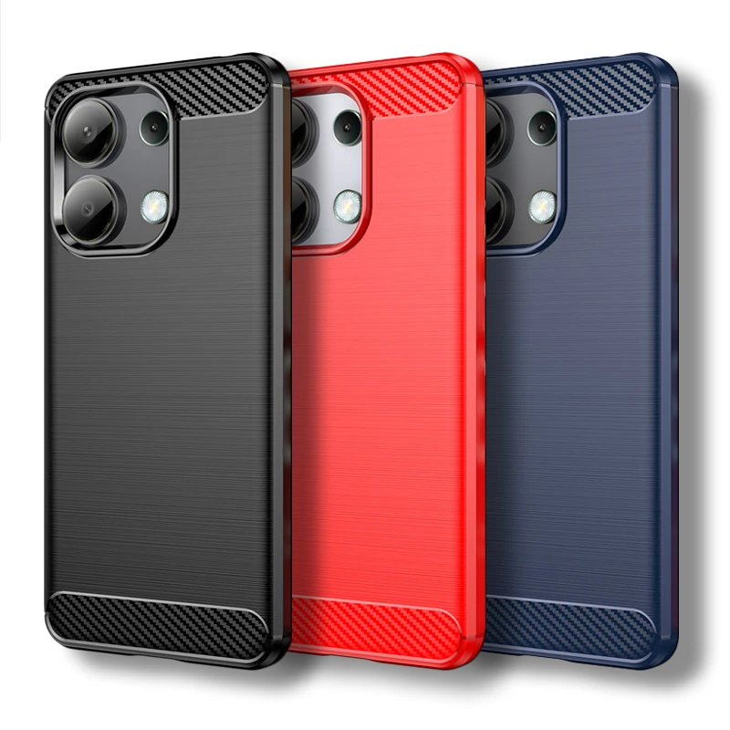 For Redmi Note 13 Case For Redmi Note 13 4G Cover 6.67 Inch Carbon Fiber Shockproof Silicone Bumper For Note 13 Pro Plus 4G 5G