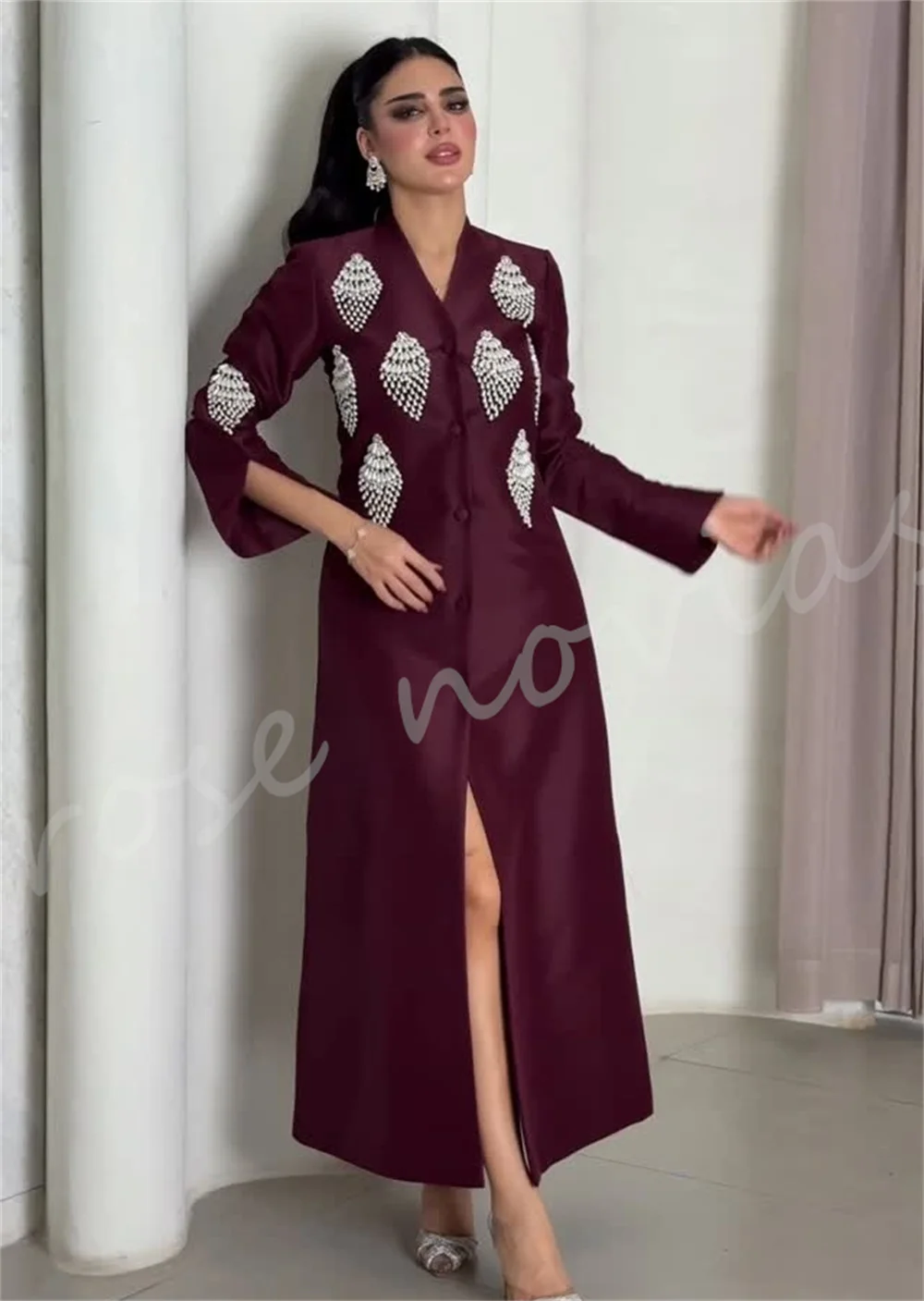 Customized Luxury Exquisite Women's Evening Gowns Long Sleeves A-line Party Dress Bespoke Occasion Classic Midi Dresses