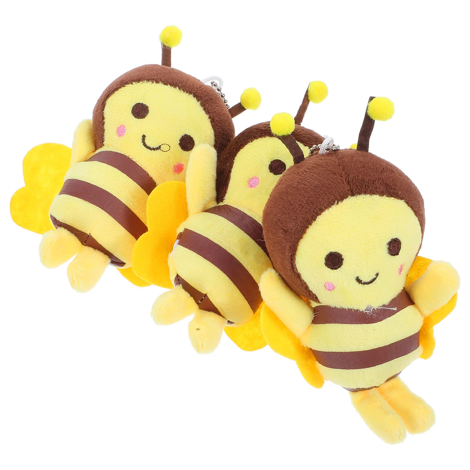 3 Pcs Little Bee Pendant Stuffed Venom Toys Decorate Backpack Hanging Lovely Keychain Pp Cotton Plush Dolls