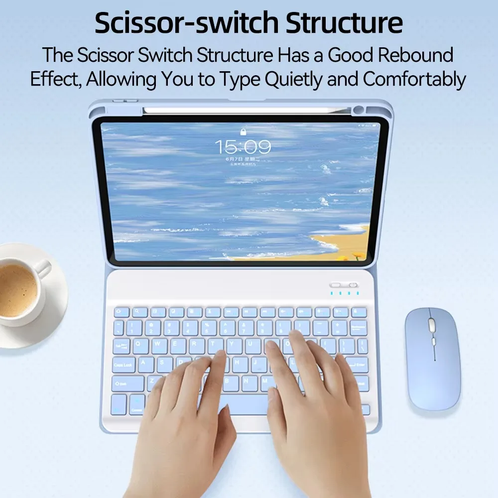 For iPad 10th generation case Magnetic Keyboard Case For Air 4/5 10.9 11Pro 10.5 10.2 9/8/7th Gen Transparent Cover With Mouse