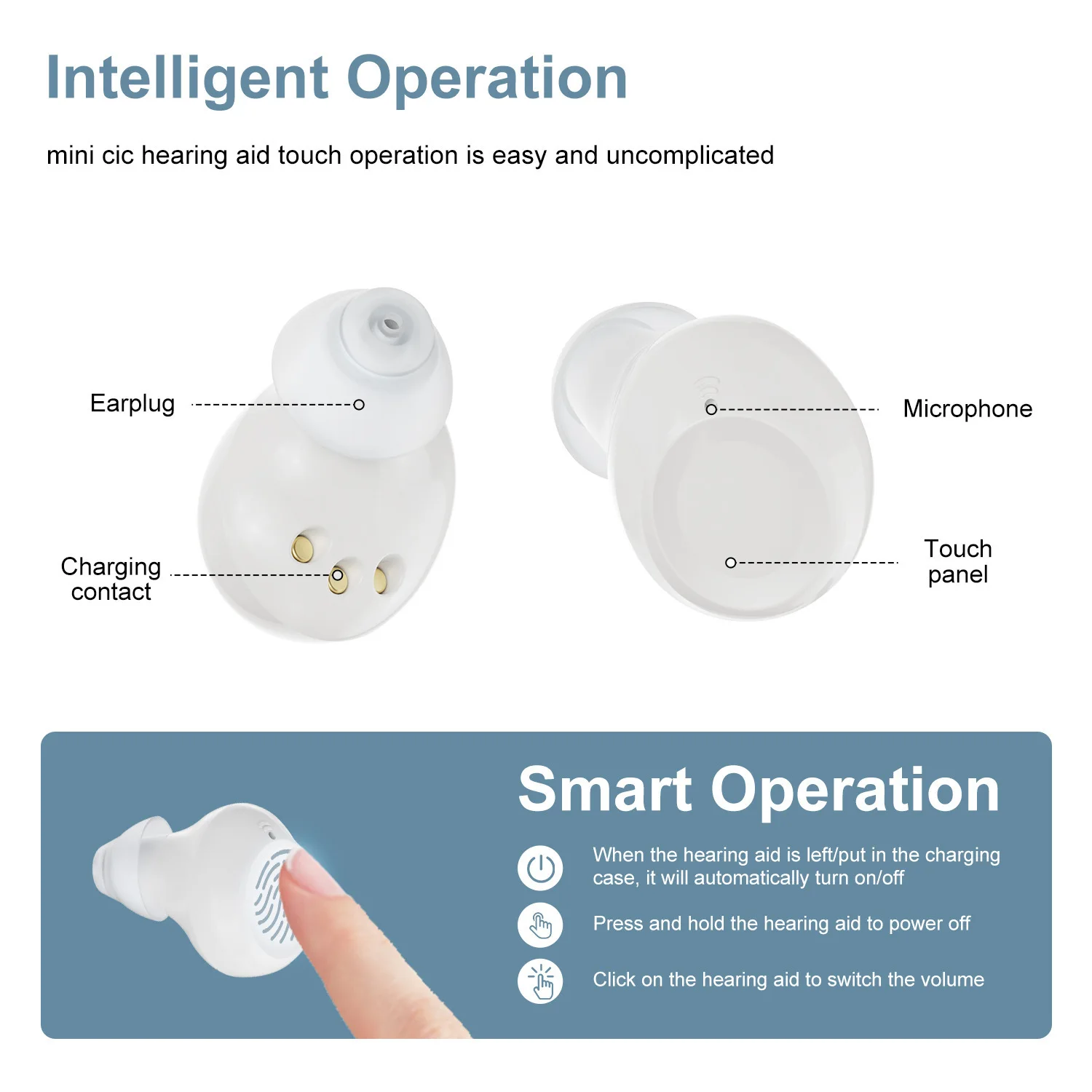 New Invisible In-Ear Noise Canceling Binaural Portable Hearing Aid Assisted Listening Sound Amplifier Earbuds For Elderly People