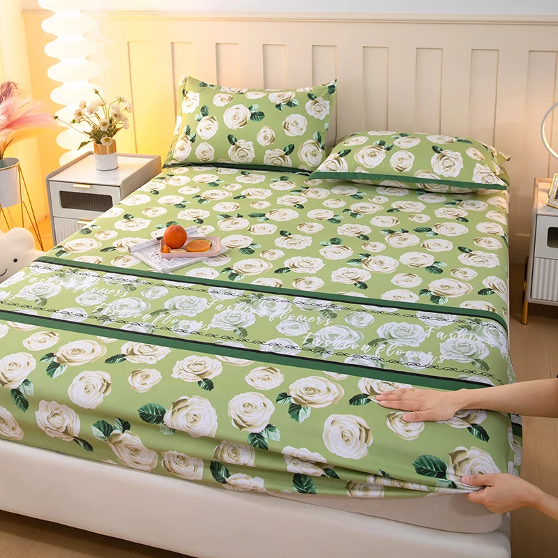 Printed Bed Cover Non-slip Bed Linen Breathable Mattress Protector Bed120/150/180/200 Sheets couvre lit (Pillowcase Need Order)