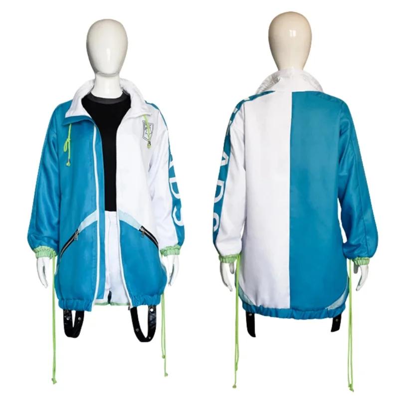 مشروع Sekai المرحلة الملونة! Shiraishi زي تنكري الفذ حية سيئة فرقة سترة المرأة بدلة كاملة ملابس الهالوين شعر مستعار