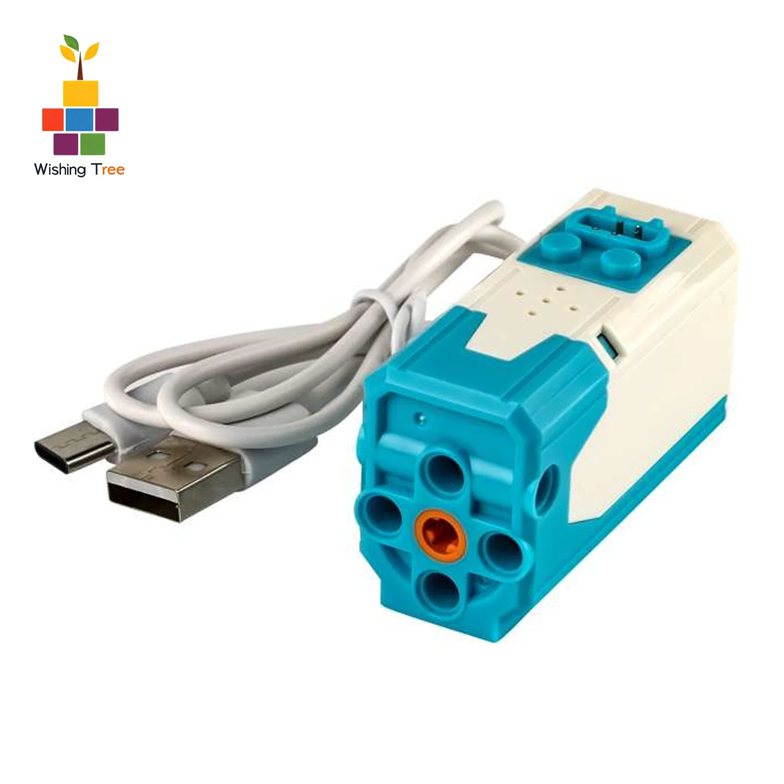 

Rechargeable MOC Motor for Railway Trains Robots with Built-in Lithium Battery Blue White Design Building Blocks Compatible