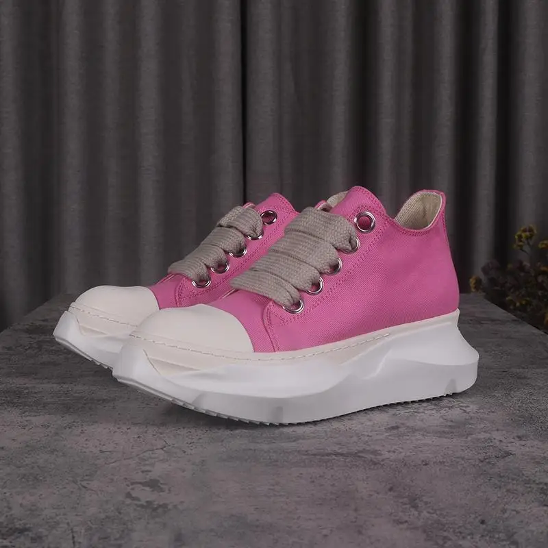 

High Street Brand R0 Women's Lace-up Boots Pink Women Shoes Casual Canvas Thick Sole Sneaker