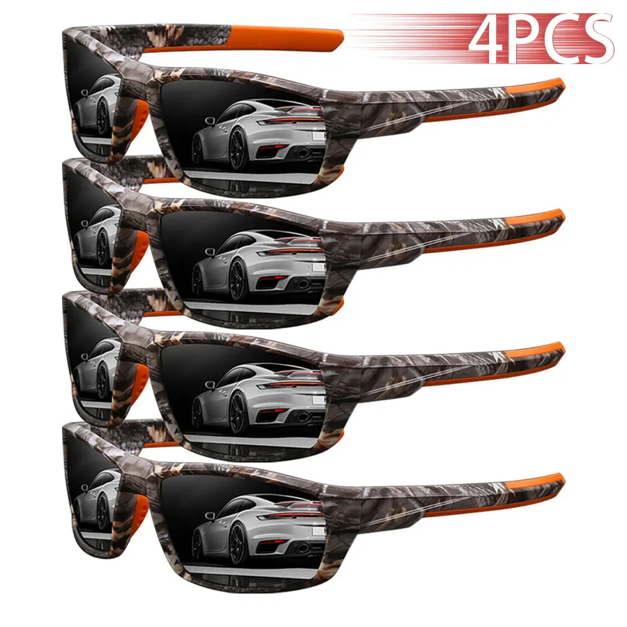 

4 PCS Fashion Vintage Pattern Fishing Driving Cycling Men Women Running Mountaineering Sport Protective Glasses