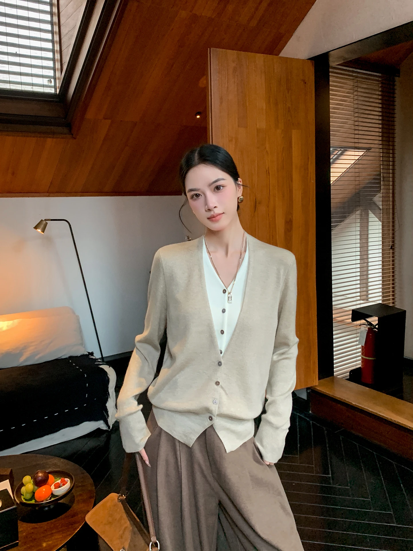 

i Color Wool Blend Knitted Sweater Women's Casual Sle Long Sve V-Ne Soft Comfortable Breathable Spring Autumn New F...