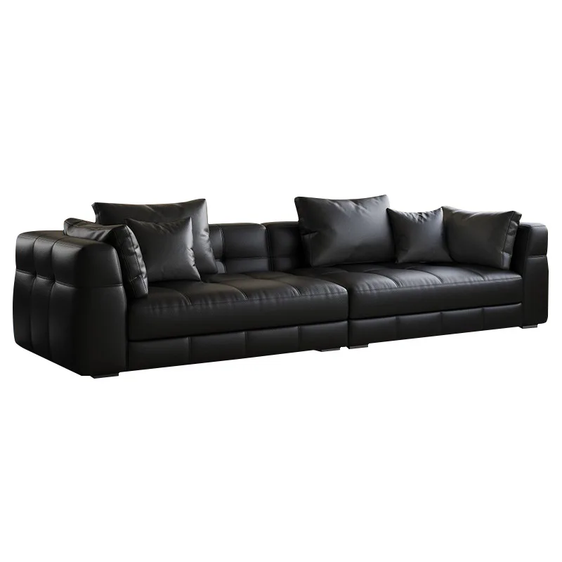 

Italian minimalist modern living room light luxury cream style straight row