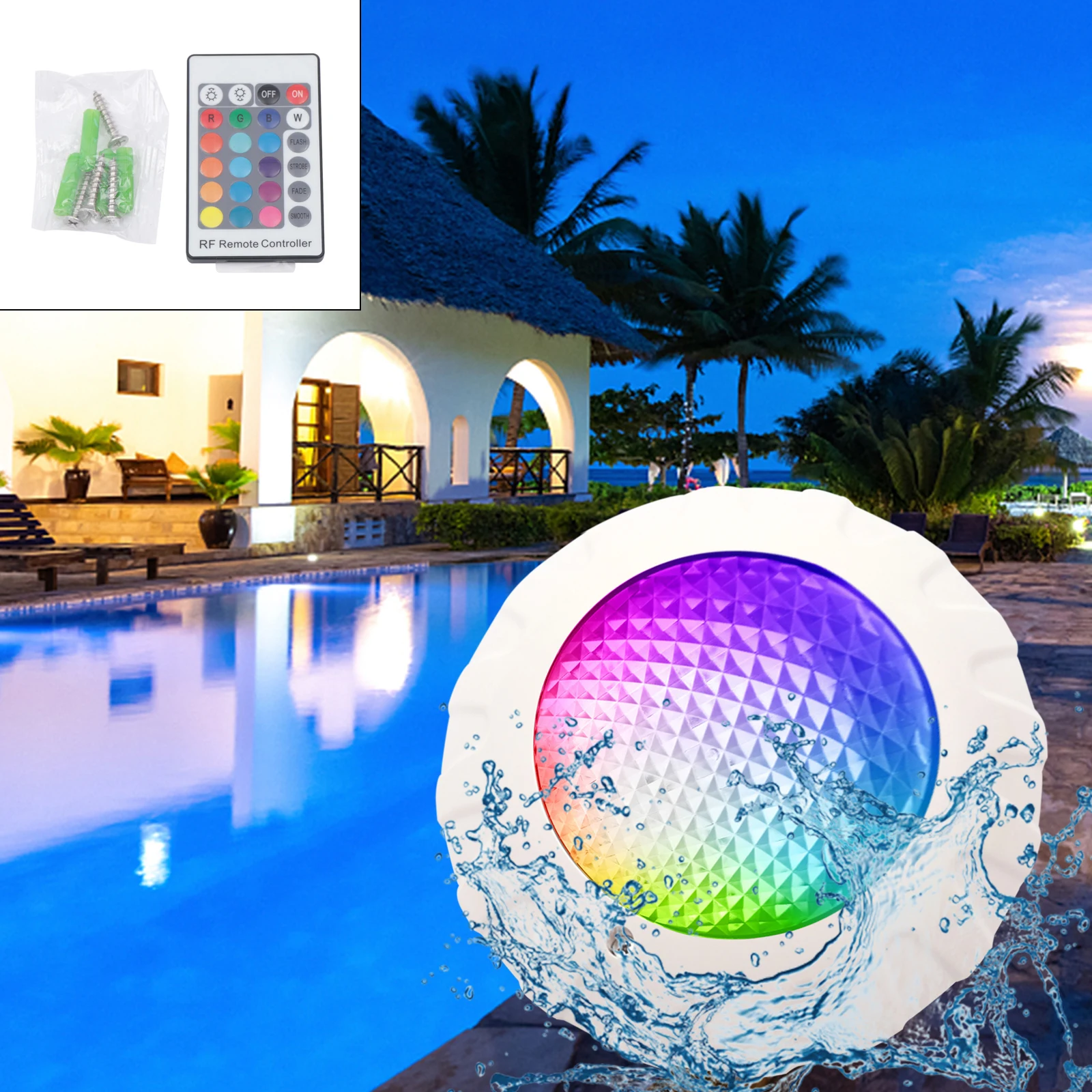 LOYALHEARTDY IP68 Waterproof 38W 12v LED Pool Lights Underwater RGB Swimming light Lamp