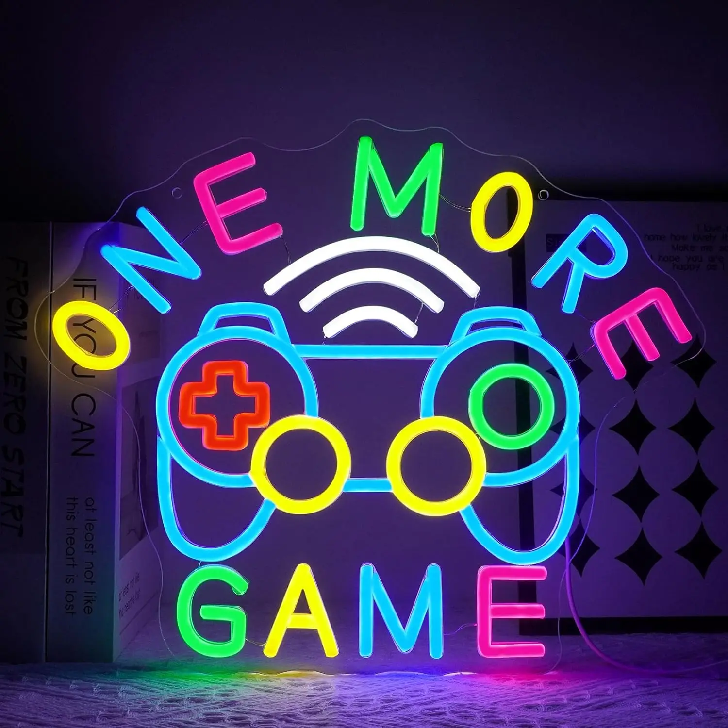 One More Game Neon Sign USB Dimmable LED Neon Light for Bedroom Gaming Room Party Man Cave Decoration Gifts for Gamer