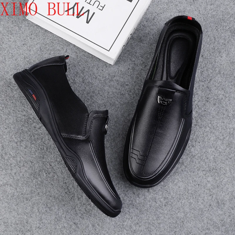 

Men's Business Casual Shoes Handmade Layered Cowhide Rubber Bottom Leather Footwear for Office and Leisure