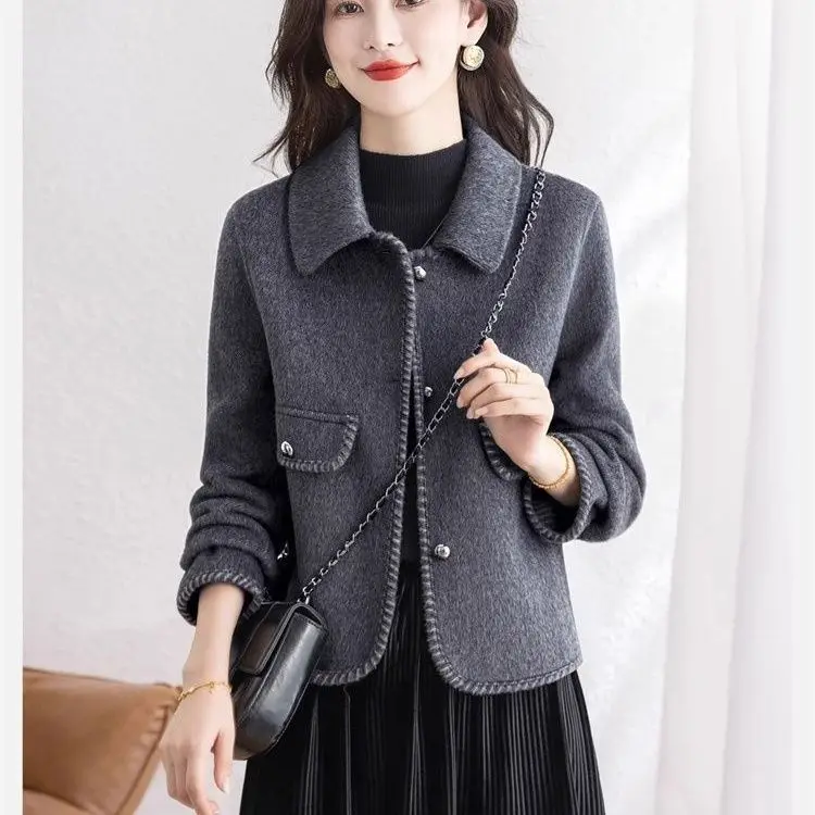 سليم صالح معطف الصوف المرأة Faionable الخريف الشتاء يندبروف الدفء الشباب التخسيس تويد الأعلى السيدات ort ملابس خارجية #3