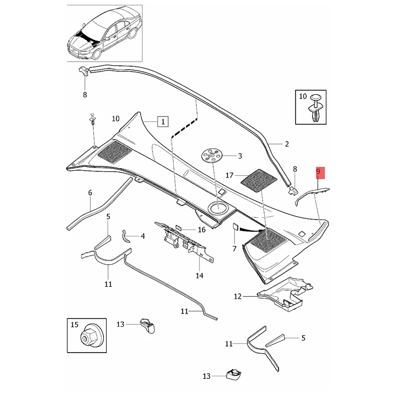 31218596 31218597 copertura del pannello del cappuccio anteriore copertura di drenaggio del parabrezza per Volvo S80 (2007) V70 (2008) S80L