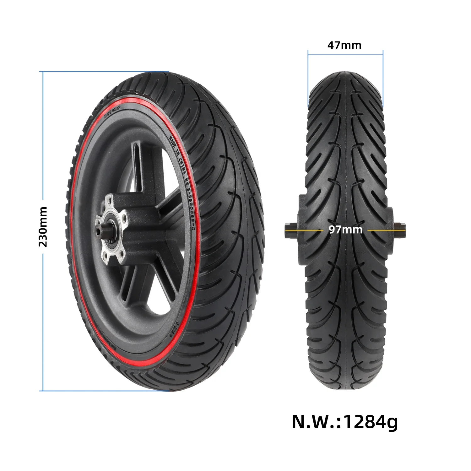 8.5 Inch Soild Tires And Hub Wheel For Xiaomi M365 1S Pro Pro2 Scooter Explosion-proof With Red Circle Tire Assembly Parts