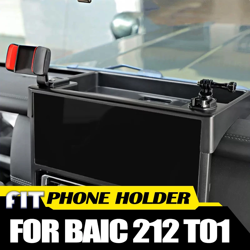 Car Mobile Phone Holder Fit for BAIC 212 T01 2024 2025 2026 Modified Car Center Console Sports Camera Fixing Bracket Accessories