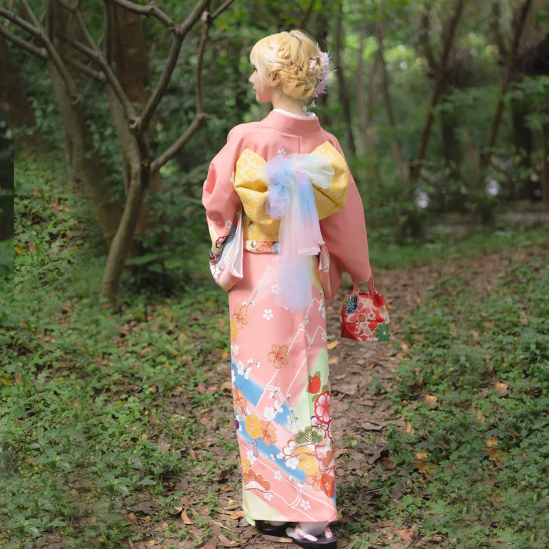 New Positioning Printing Traditional Formal Wear Japanese Kimono Female Visit Suit Travel Style Wedding Clothes