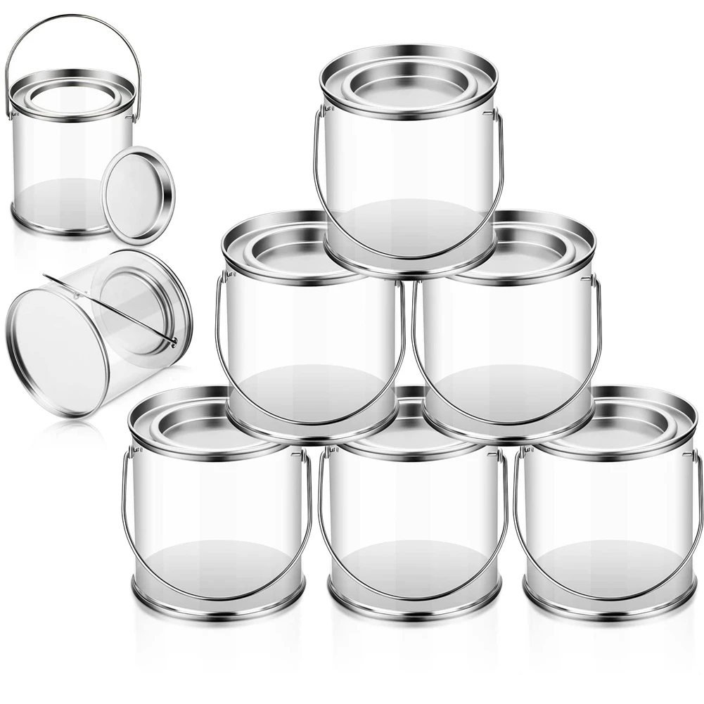 Декоративное ведро для рисования, с металлическими крышками и ручкой, 8 упаковок