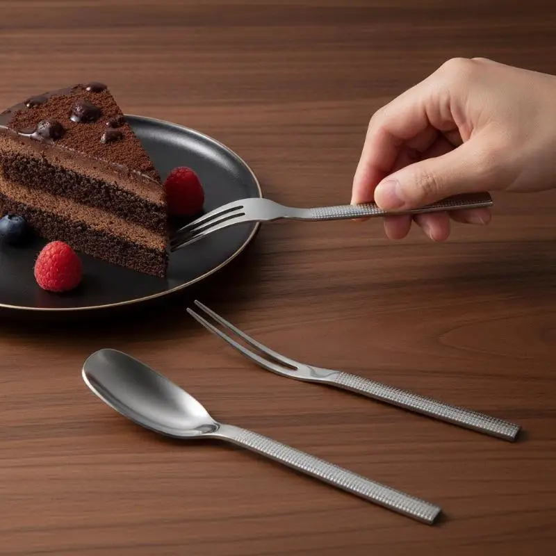 Stainless Steel Spoon Hammer Handle Fork Coffee Tea Fruit Spoon Scoops Watermelon Ice Cream Dessert Spoons Tableware
