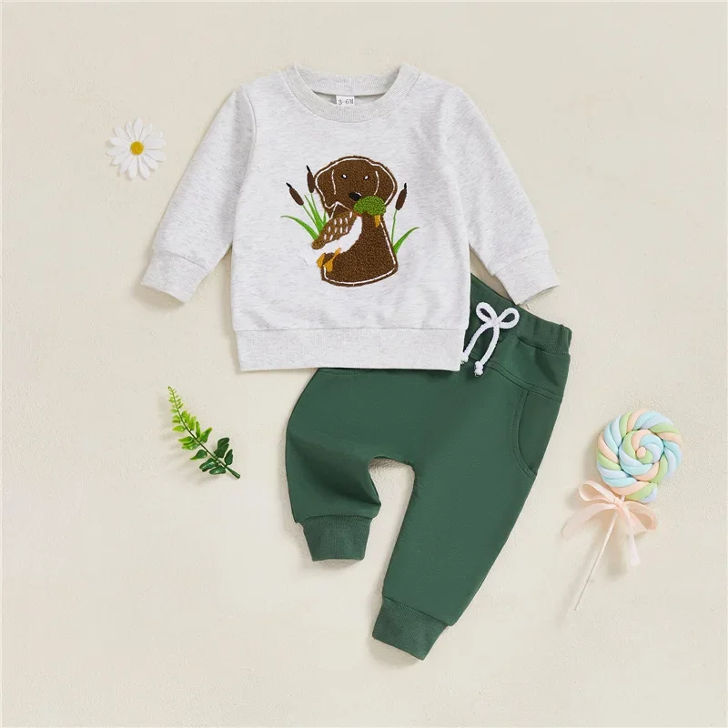 

2025 Baby Autumn Clothes for Girl Cotton Animal Embroidery 2pcs Sets 0-3Y Toddler Boy Outfits Sweatshirt and Pants Tracksuit