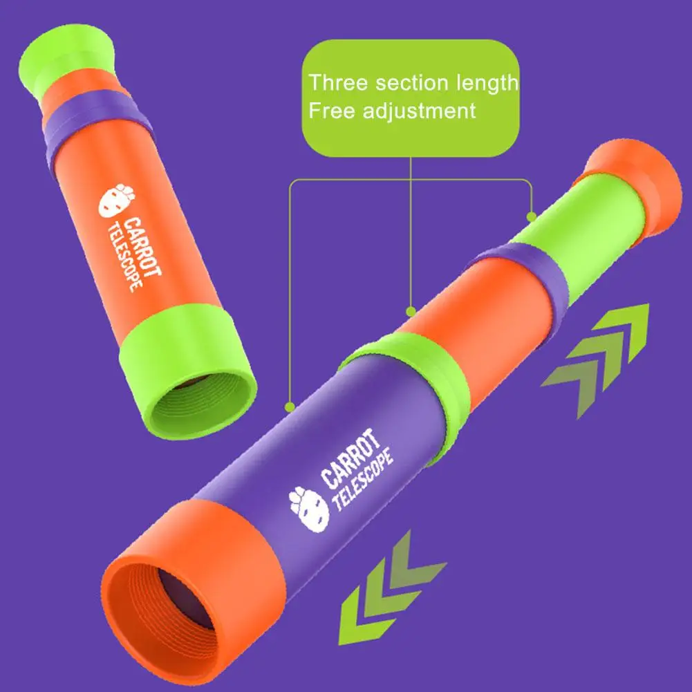 3-section Retractable 8X Radish Telescope Monocular Length Free Adjustment Carrot Telescope Gifts for Kids Boys Girls Birthday