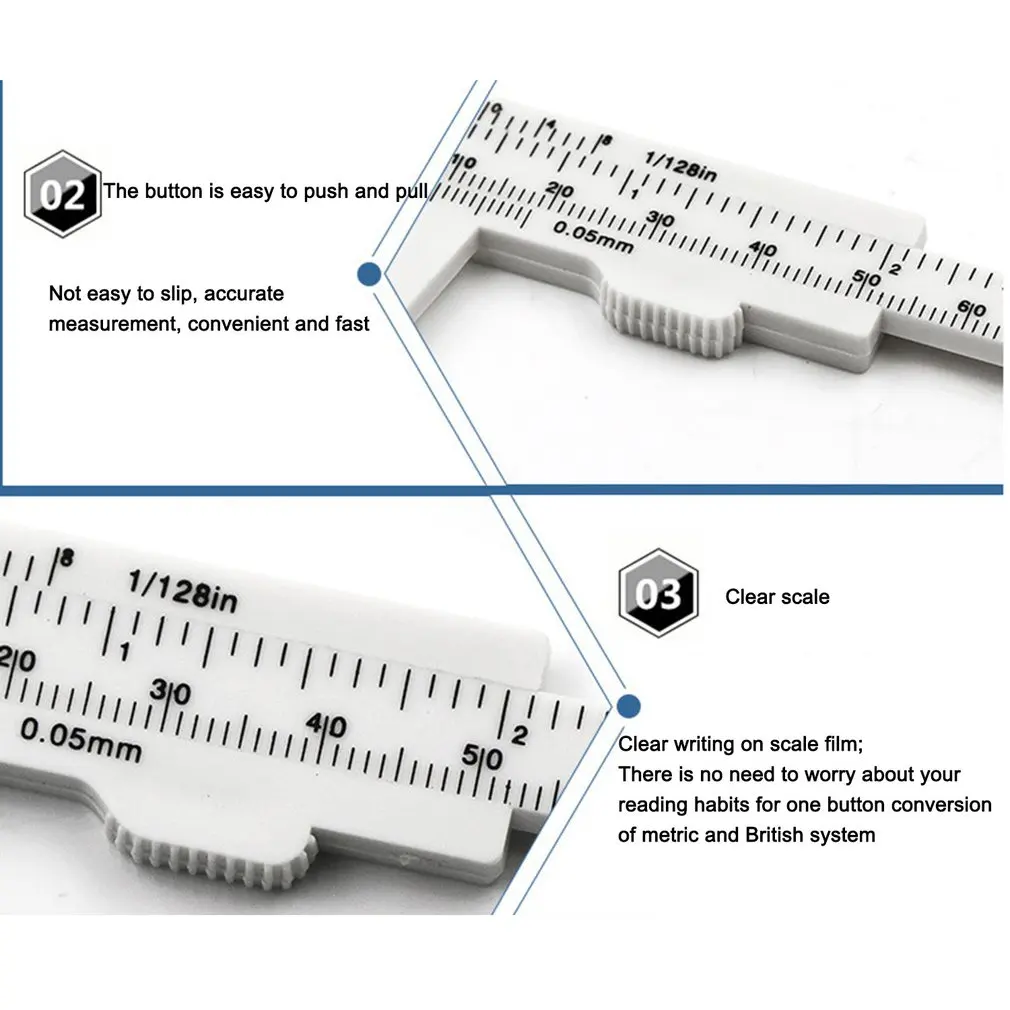 0-80mm podwójna skala suwmiarka z tworzywa sztucznego Mini linijka narzędzie do dokładny pomiar standardowy suwmiarka noniusz