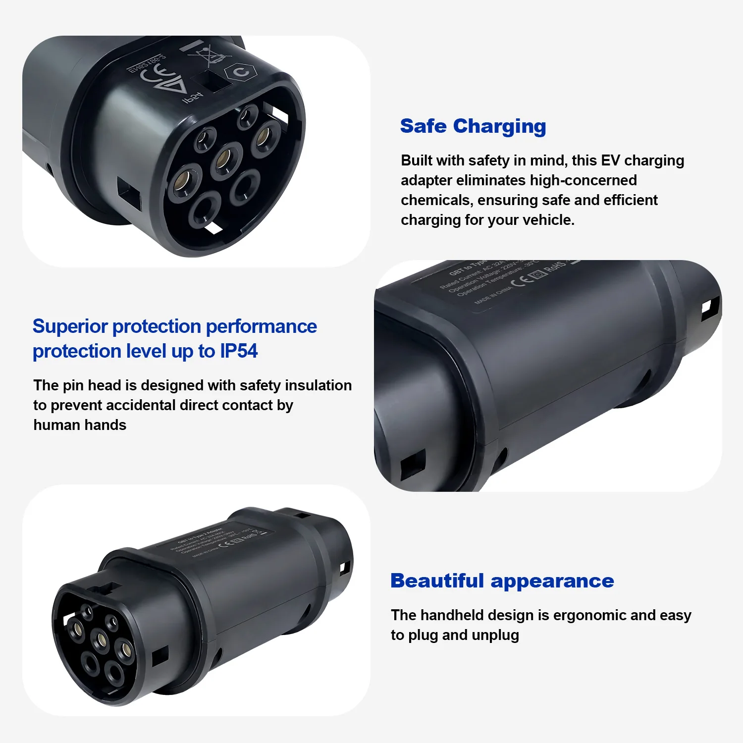 Kolanky EV Adapter Type 1 J1172 to Type 2 Electric Vehicle Charger Adapter GBT to Type 2 EV Connector for EU Type 2 EV Charging