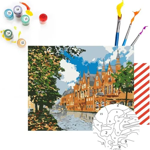 Tabdiko Painting By Numbers Hobby Set River Houses 40x50 cm