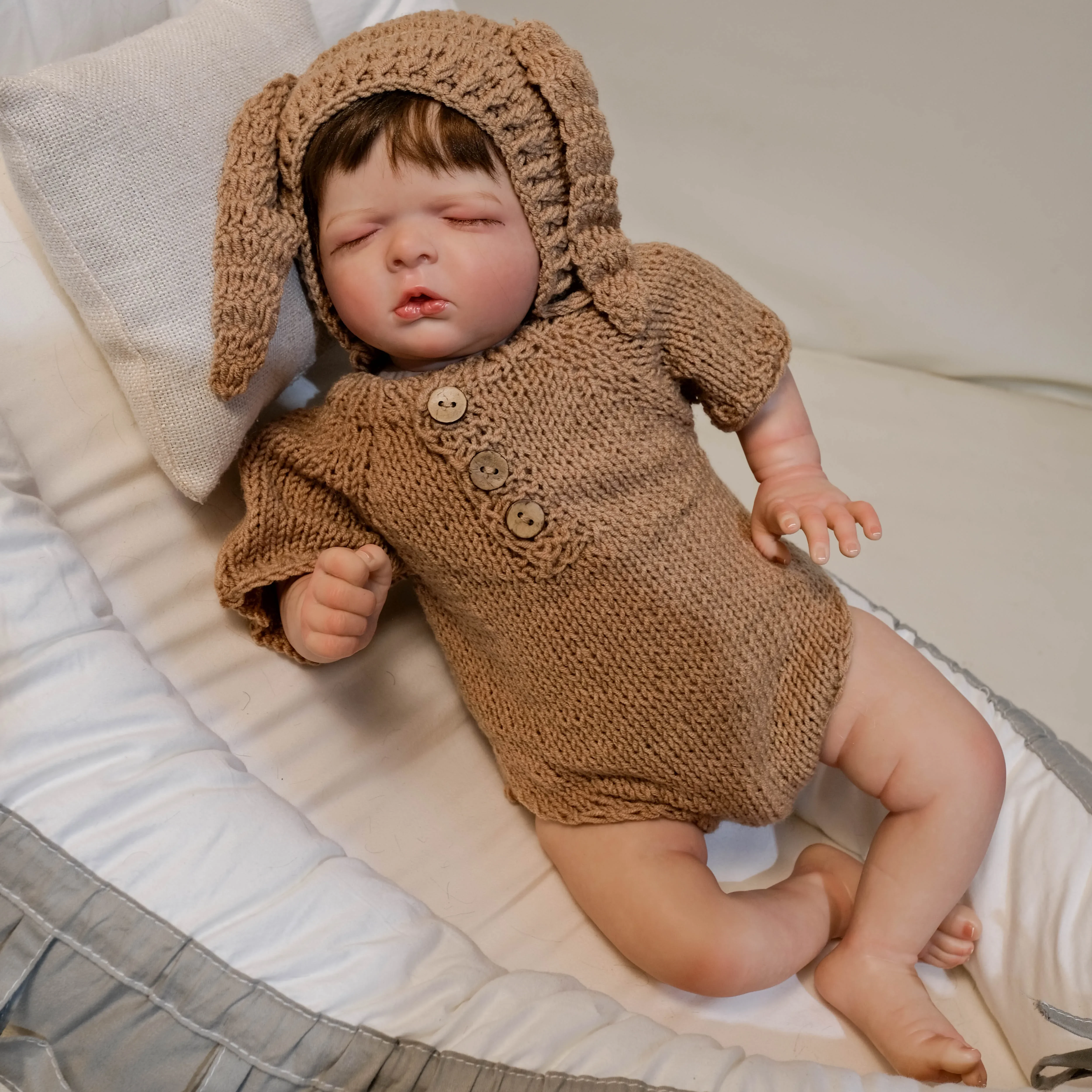 DLS 19inch Lifelike Newborn Baby Doll Reborn Asleep Louisa Soft Body 3D Skin with Visible Veins High Quality Handmade Doll - view 3