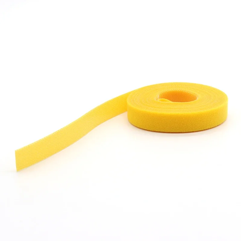 5m/roll Yellow Cable Ties Reusable Loop Bundle Self Adhesive Nylon Strap Organizer Clip Wire Holder Management Fastening TapeDIY