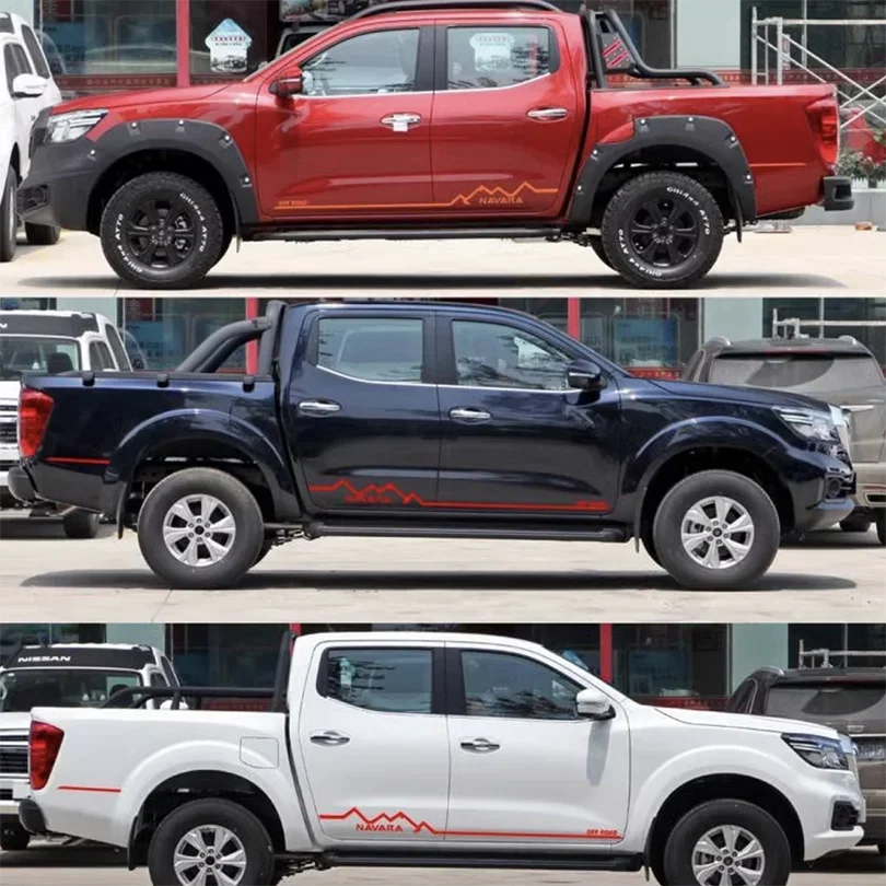 Pair Sport 4x4 Off Road Side Skirt Stripe Lines Decal Mountain Pro-4X Vinyl Graphics Decoration Wrap Blackout for Nissan Navara