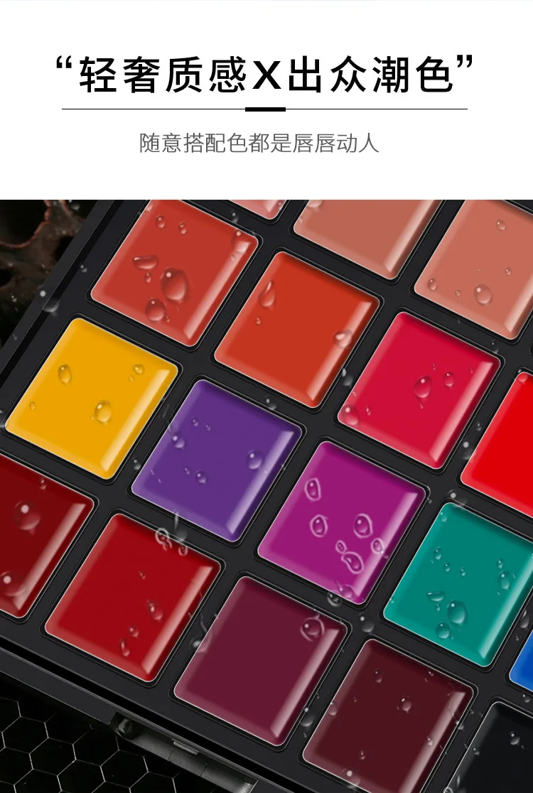 25 Color Lipsticks Palette Waterproof Long Lasting Pigment Black Purple Nude Lip Makeup Palette Professional Cosmetic Tools