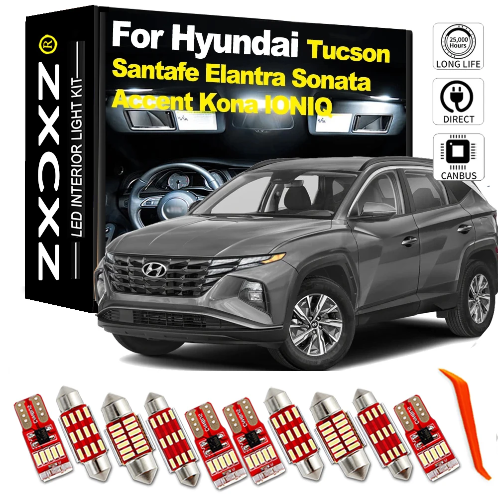 

ZXCXZ LED Interior Dome Map Light Bulb Kit For Hyundai Tucson Santafe Grand Santa Fe XL Elantra Accent Sonata Kona N Ioniq EV