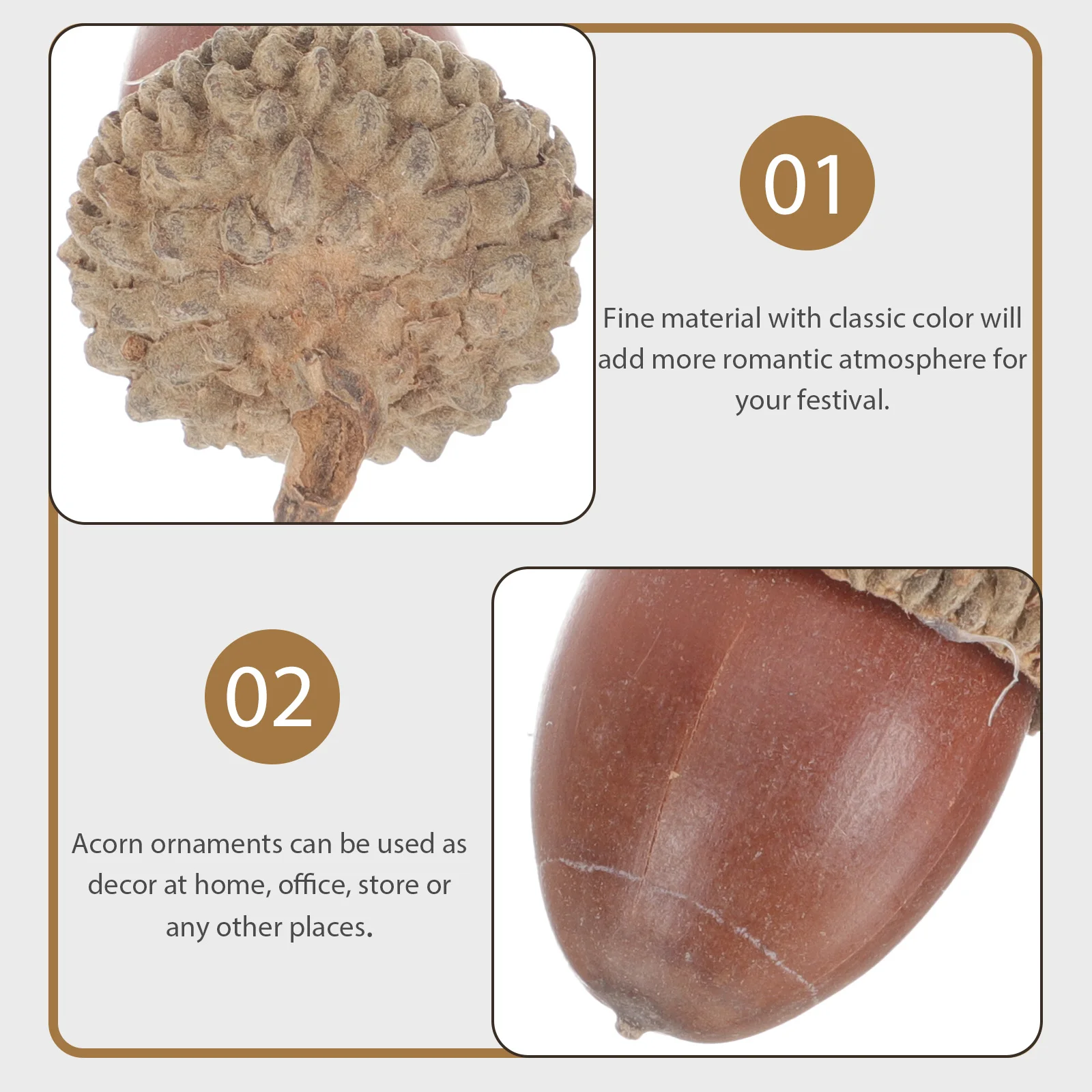 

50Pcs Fake Acorn Classic Color Mini Size Decorative Acorns Bulk Rustic Party Table Decor Christmas Tree Ornaments for Home