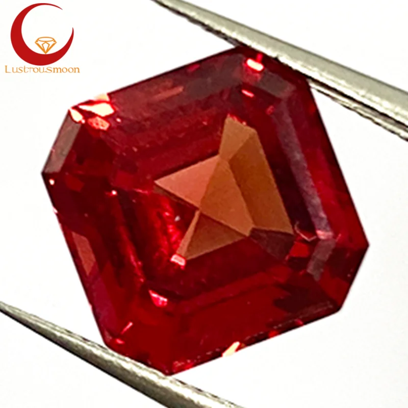 

Выращенный в лаборатории драгоценный камень Asscher изумрудной огранки, цвет граната, синтетический камень на выбор, сертификат AGL, свободные драгоценные камни для изготовления ювелирных изделий