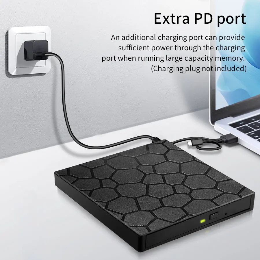 Gravador de cd/dvd externo 7 em 1, usb3.0 tipo-c, portátil, dvd, cd player, unidade de disco externa para laptop, desktop, windows linux