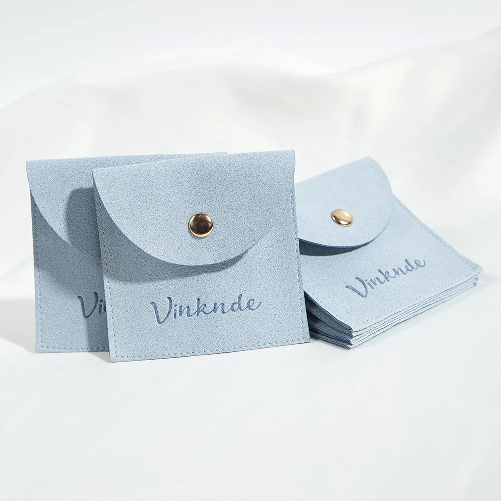 شعار مخصص 50 حزمة صغيرة المخملية ستوكات زر الحقيبة الجلد المدبوغ مجوهرات هدية التعبئة والتغليف حقيبة أقراط خواتم تخزين عرض كيس #5