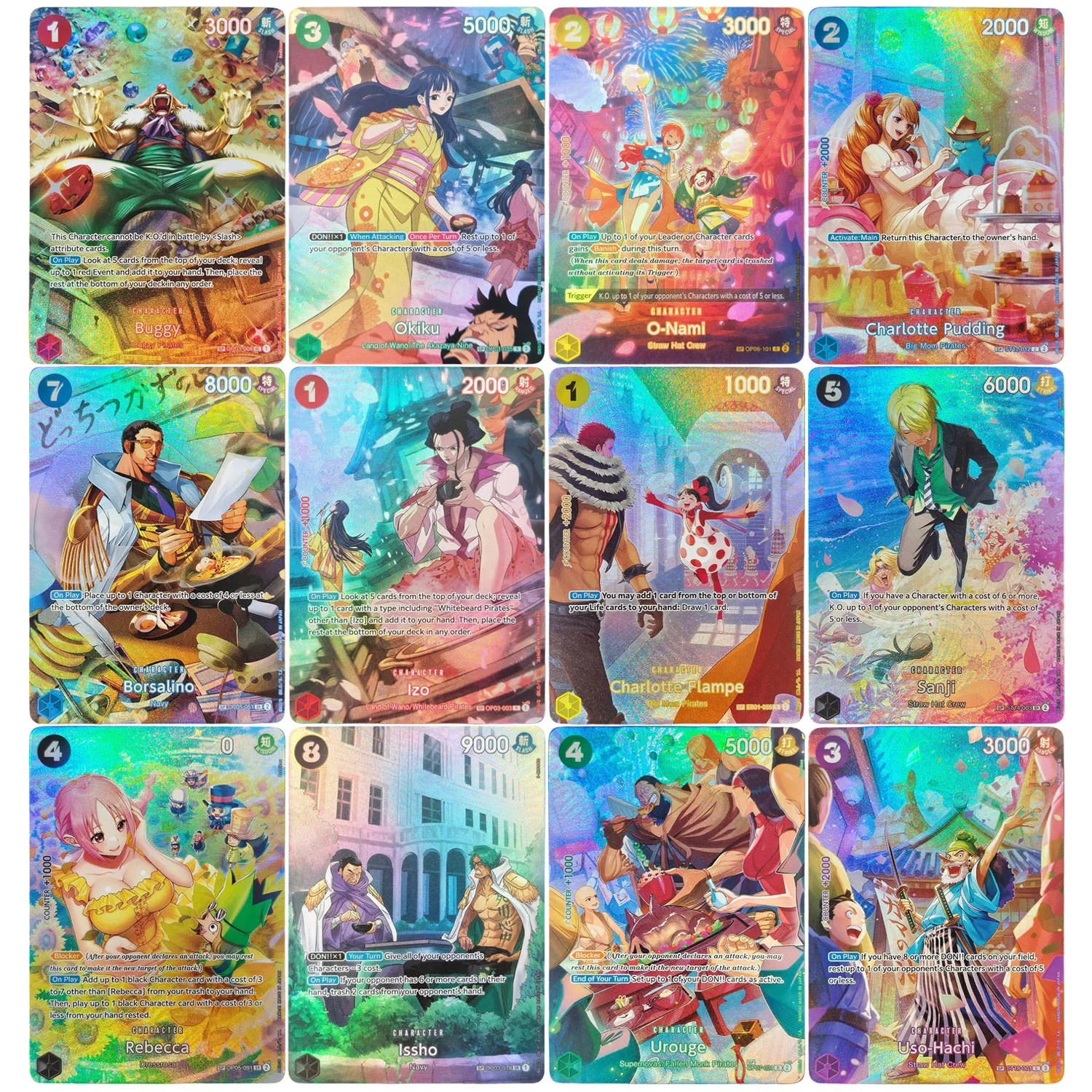 Selbstgemachte Proxy One Piece Englische SP Izo Rebecca Sanji Urouge Issho Sugar O-Nami Uso-Hachi Charlotte Spiel Sammelkarten Spielzeug