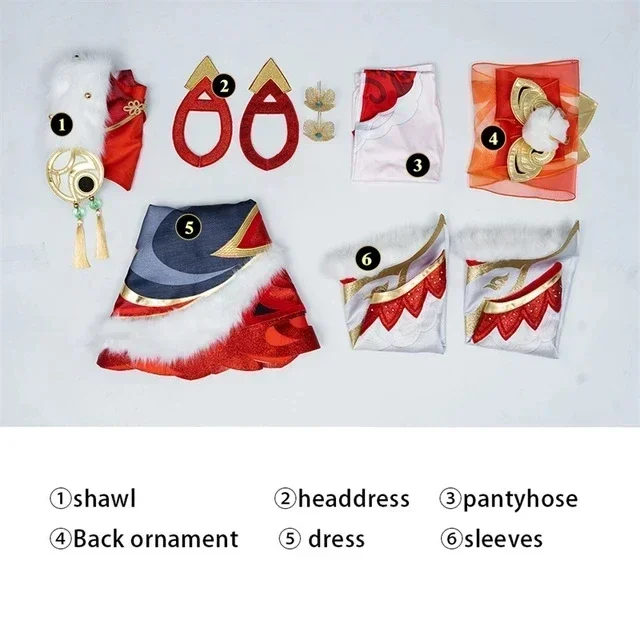 LOL-Costume de Cosplay Gwen Mythmaker, Perruque, Bottes, Robe de Jeu, Ensemble Complet Rouge, Tenue de ixpour Femme