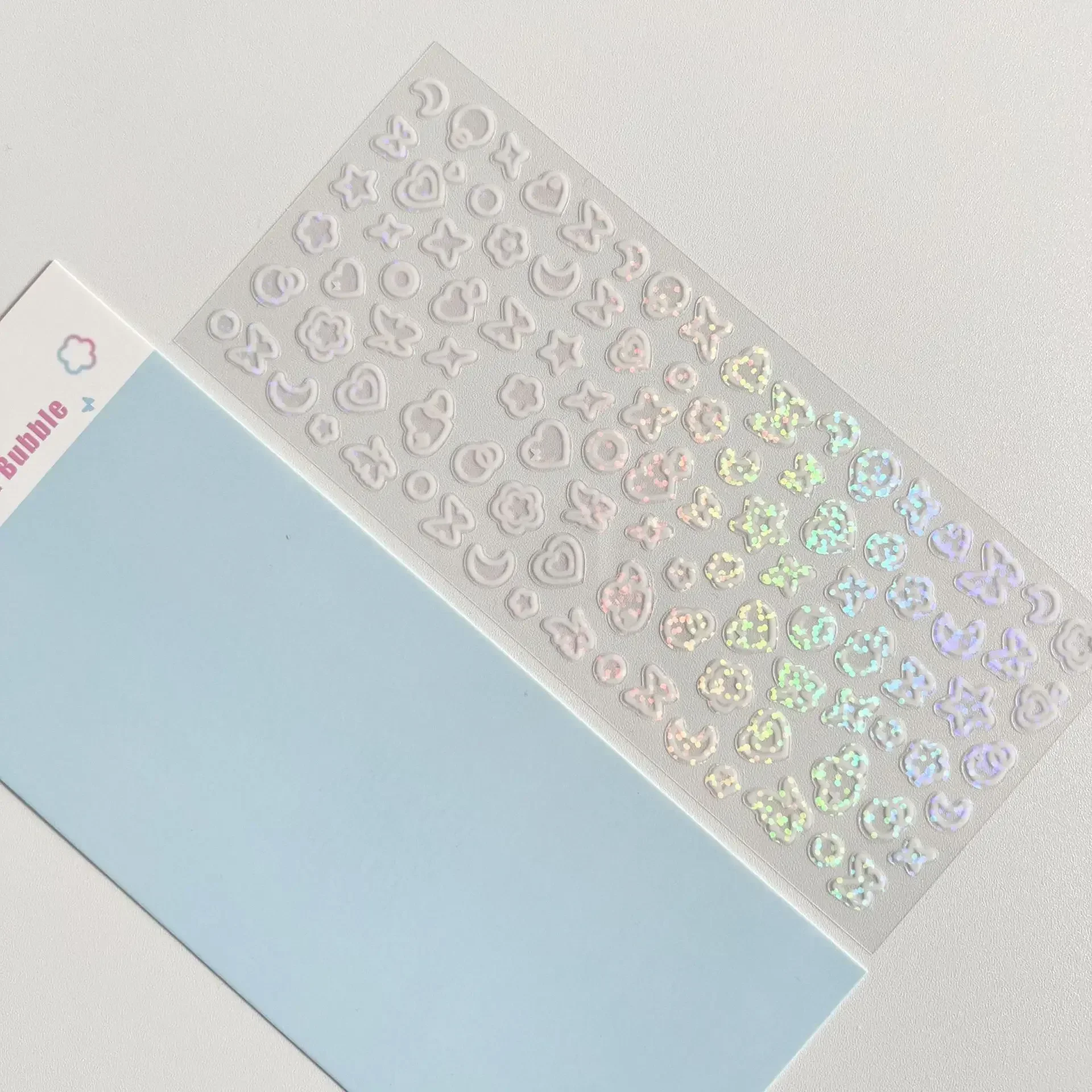 Korea Ins Kawaii Love Ribbon Laser Sticker DIY Scrapbooking Idol Card Photo Album Craft Photo Deco Stationery Decoration Sticker