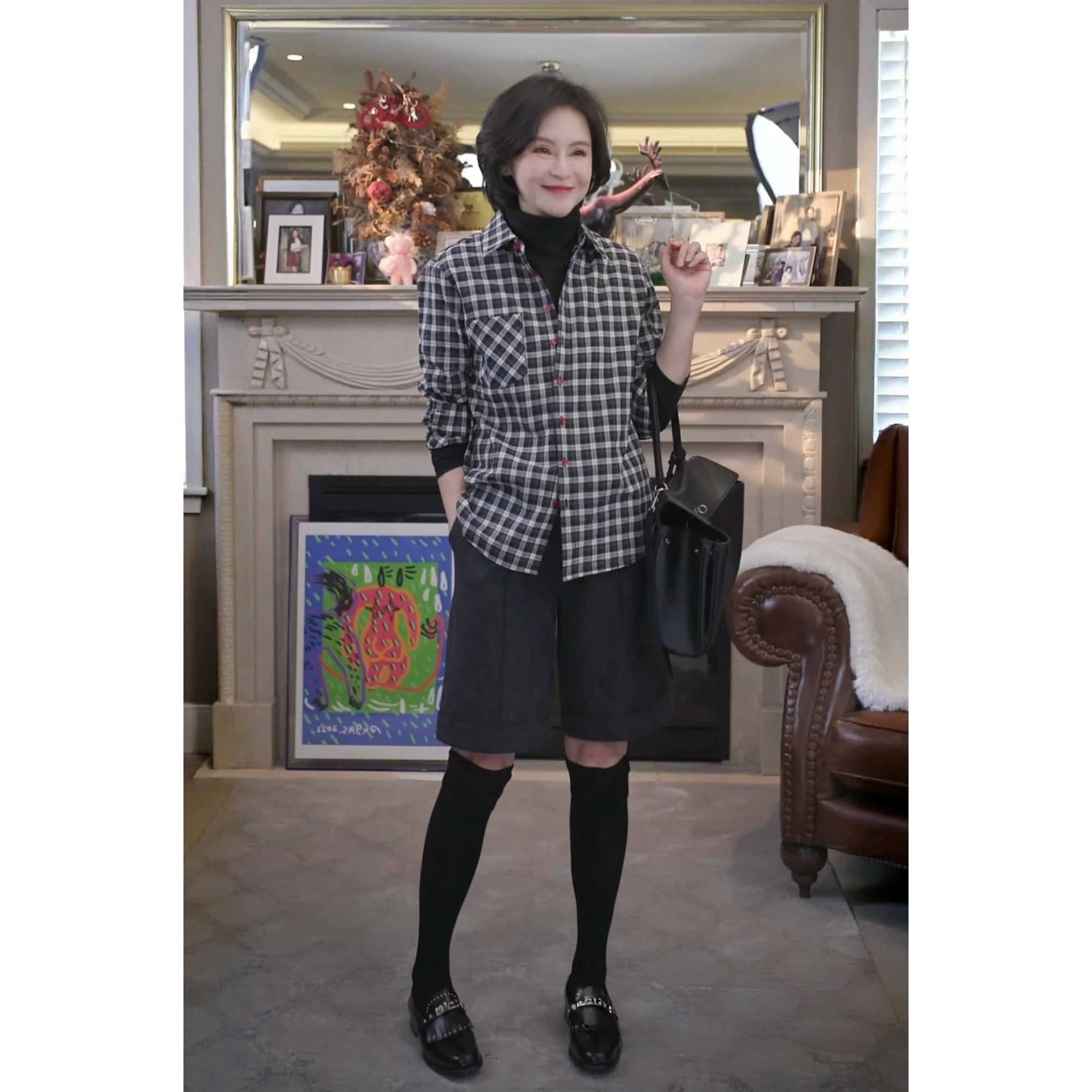 

Faionable Long Sve Plaid irt 00% Pure Combed Cotton Casual Sle Women's irt Thin Material Autumn Winter irt