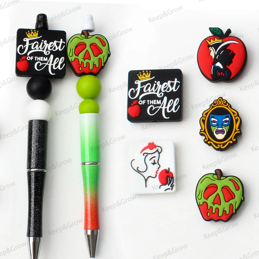 5/20/50 Uds. Cuentas de silicona de princesa Apple Queen lindo Focal para fabricación de joyería hecha a mano DIY llavero pluma accesorio de decoración con cuentas