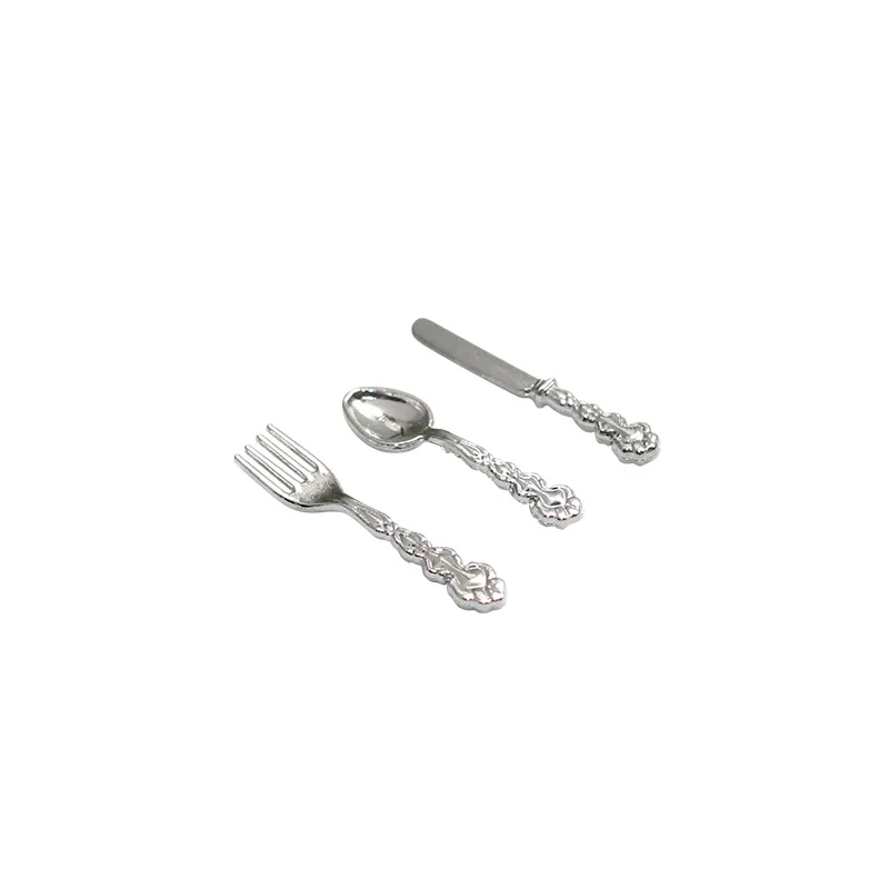 Utensilios de cocina de casa de muñecas en miniatura Ob11, cuchillo, cuchara, tenedor, modelo 1:12, accesorios de casa de muñecas, Mini cosas, juguetes de cubiertos occidentales